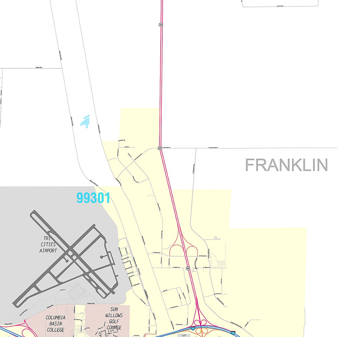 Premium Style Wall Map of Pasco, WA