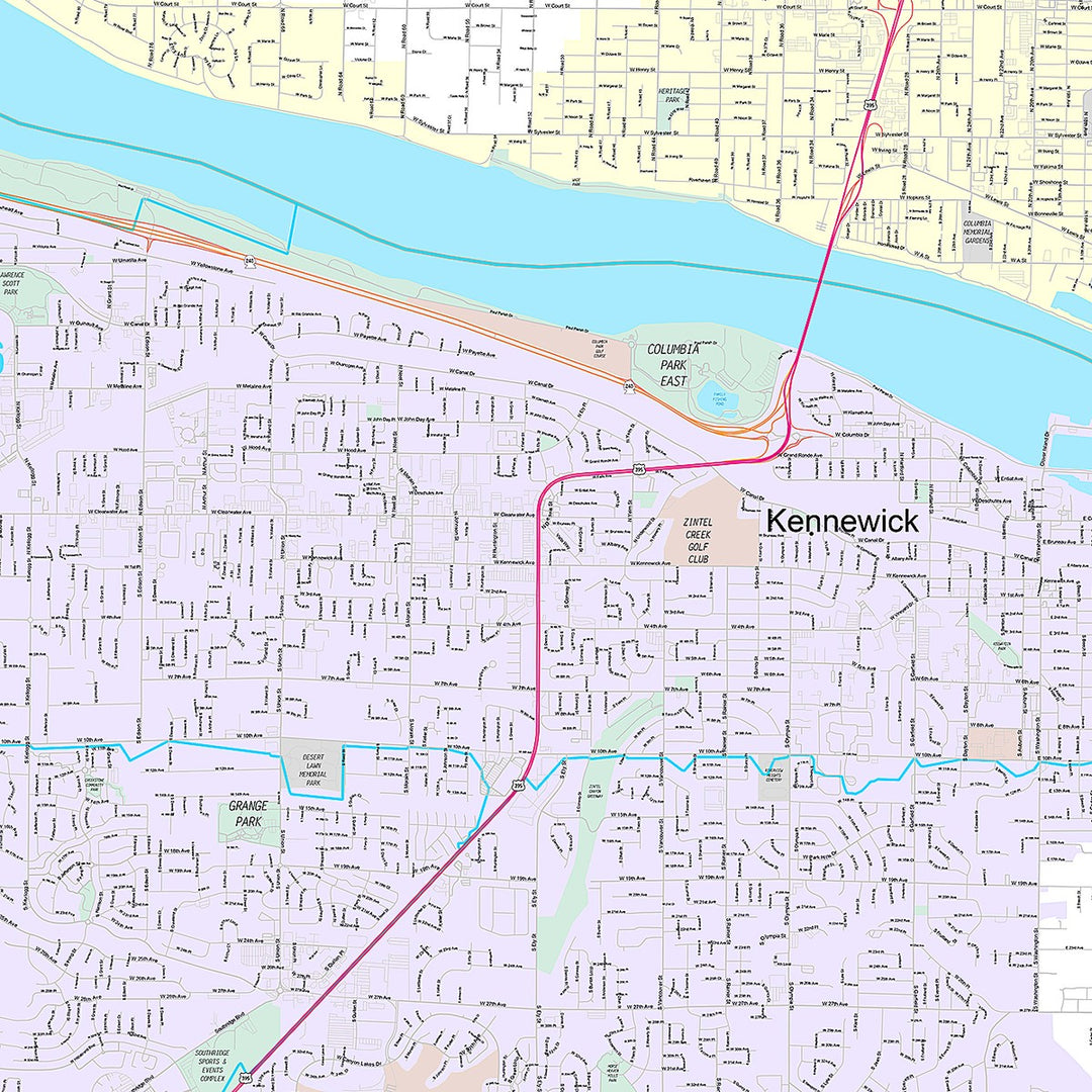 Premium Style Wall Map of Pasco, WA