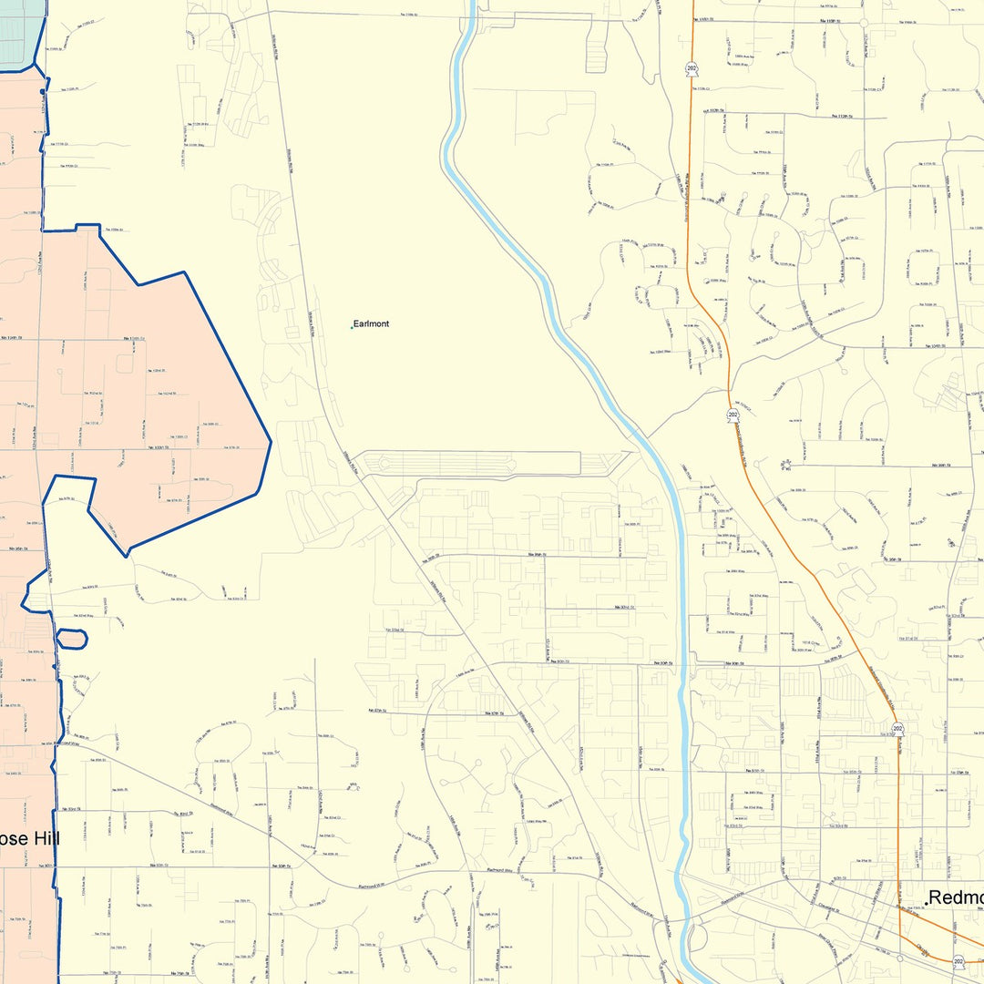 Color Cast Zip Code Style Wall Map of Redmond, WA