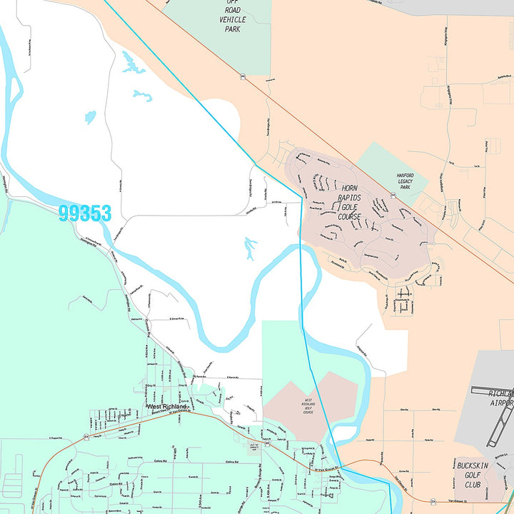 Premium Style Wall Map of Richland, WA