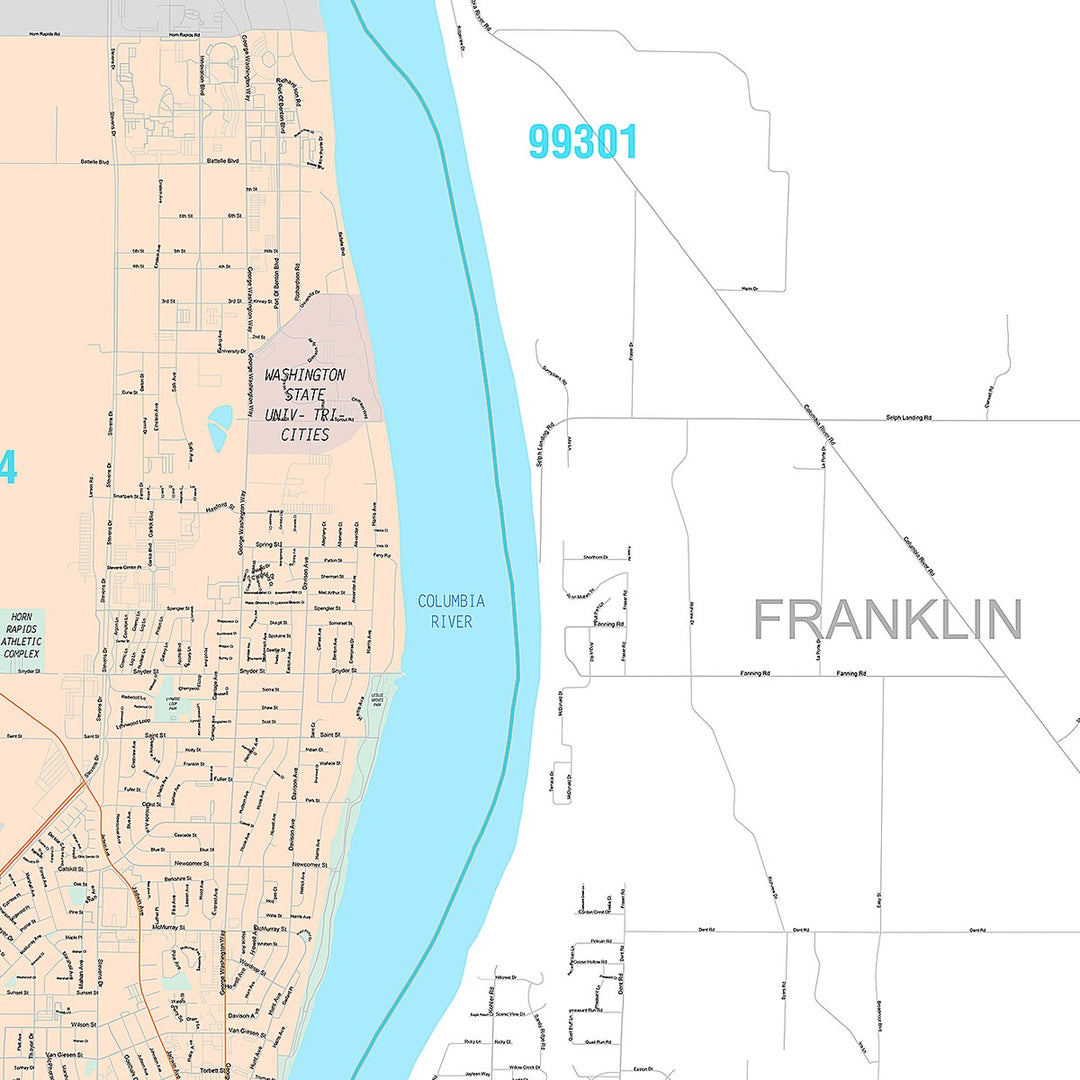 Premium Style Wall Map of Richland, WA