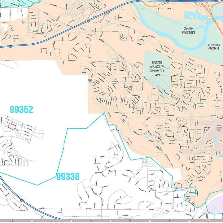 Premium Style Wall Map of Richland, WA