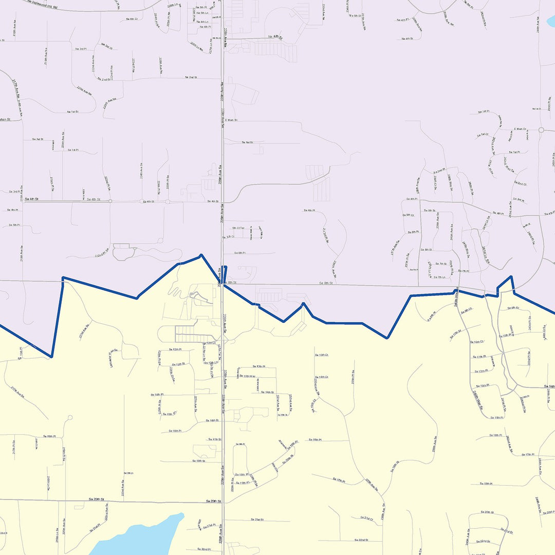 Color Cast Zip Code Style Wall Map of Sammamish, WA