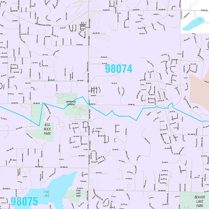 Premium Style Wall Map of Sammamish, WA