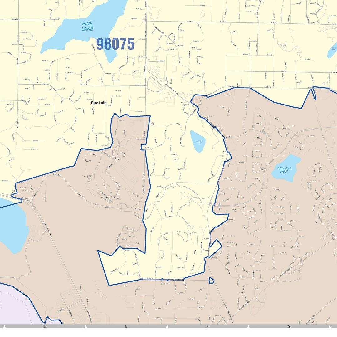 Color Cast Zip Code Style Wall Map of Sammamish, WA