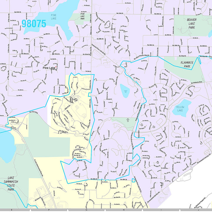 Premium Style Wall Map of Sammamish, WA