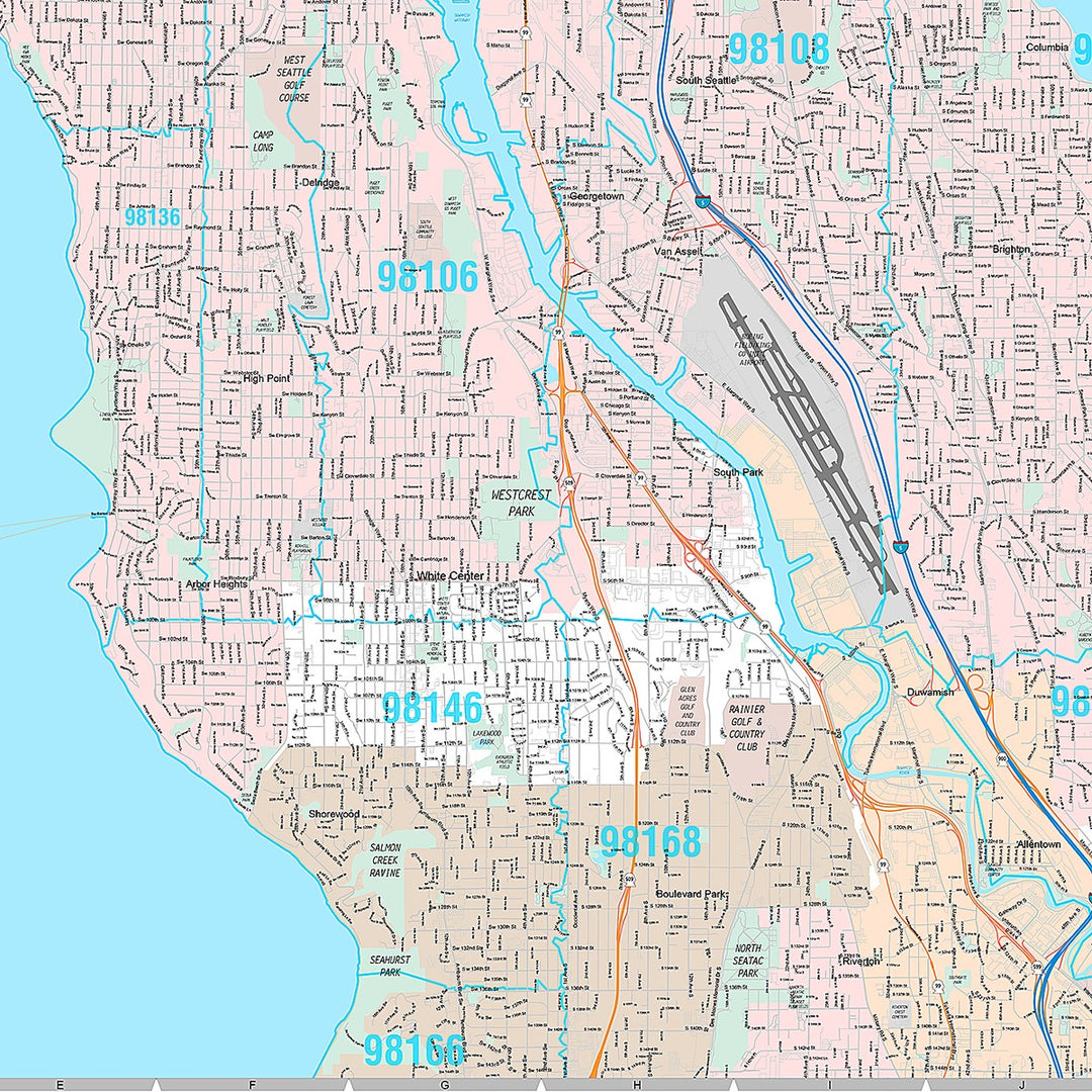 Premium Style Wall Map of Seattle WA