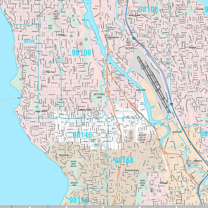 Premium Style Wall Map of Seattle WA