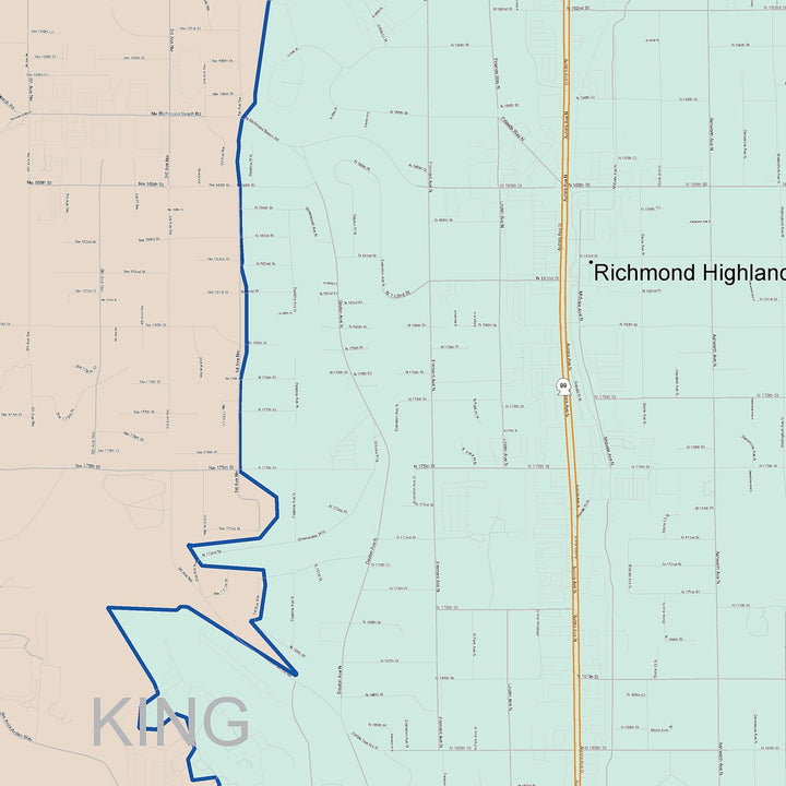 Color Cast Zip Code Style Wall Map of Shoreline, WA