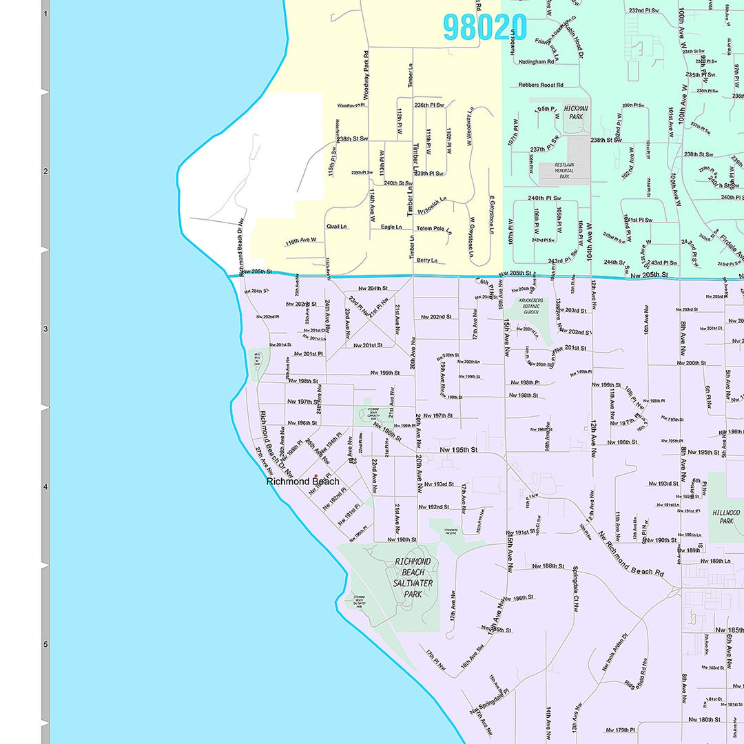 Premium Style Wall Map of Shoreline, WA