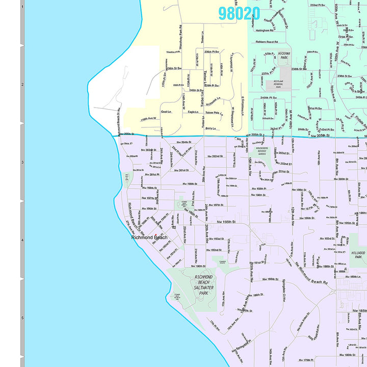 Premium Style Wall Map of Shoreline, WA