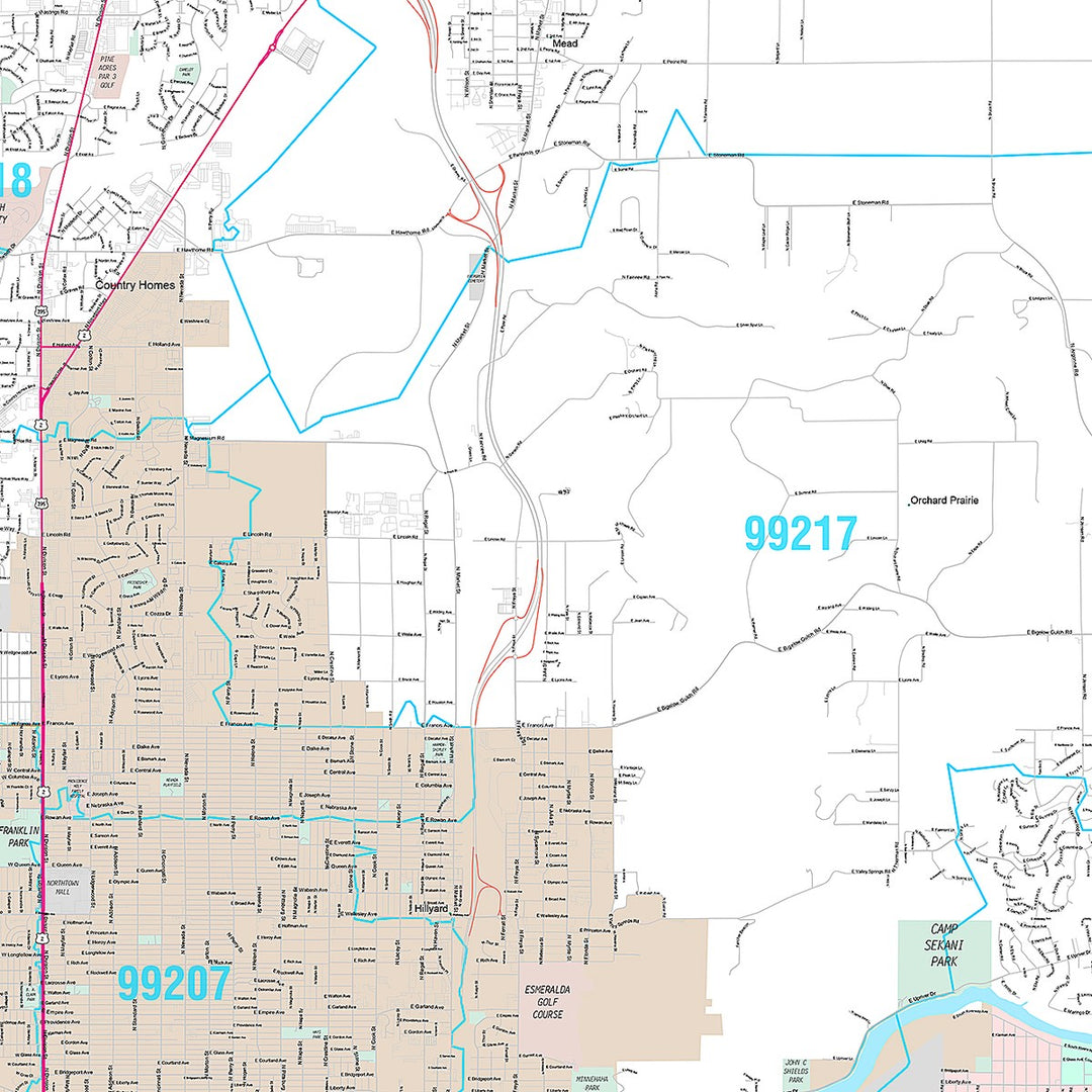Premium Style Wall Map of Spokane WA
