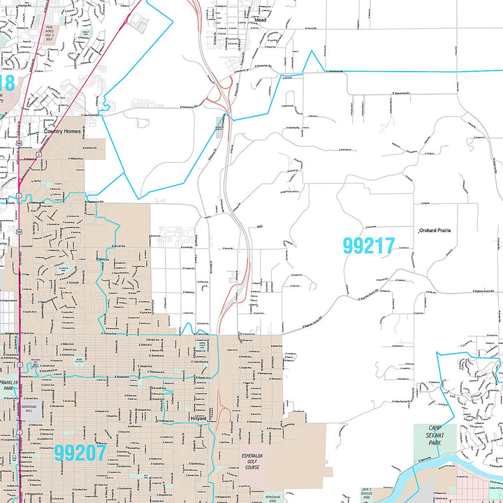 Premium Style Wall Map of Spokane WA