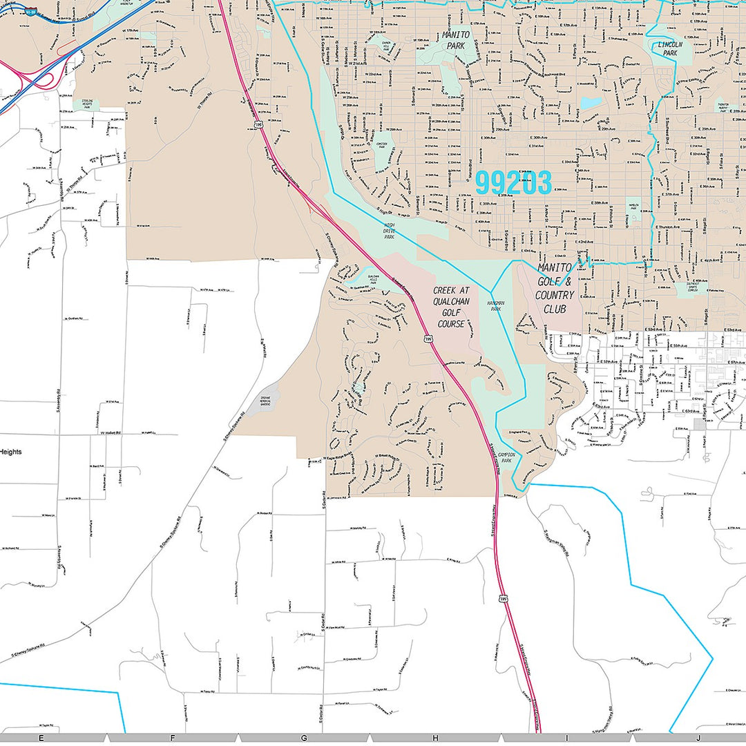 Premium Style Wall Map of Spokane WA
