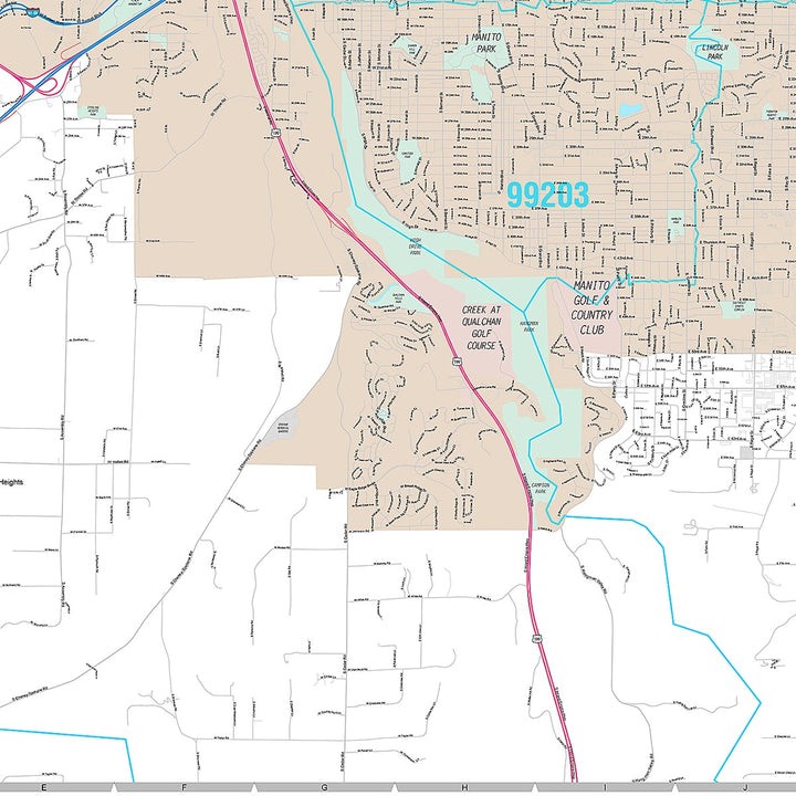 Premium Style Wall Map of Spokane WA