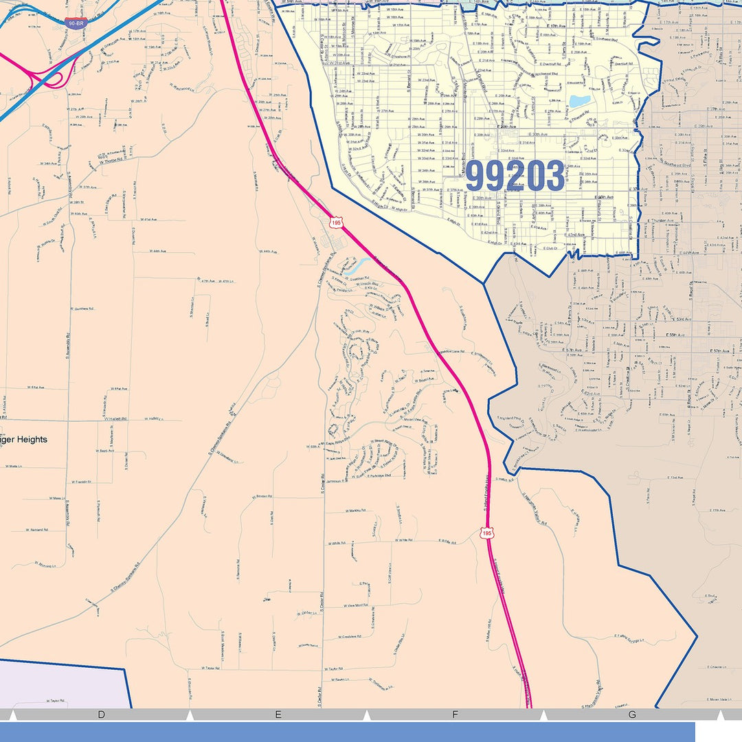 Zip Code 99206 Map Color Cast Zip Code Style Wall Map of Spokane, WA – American Map Store