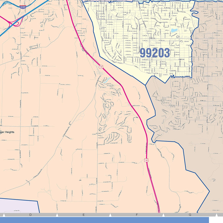 Color Cast Zip Code Style Wall Map of Spokane, WA – American Map Store