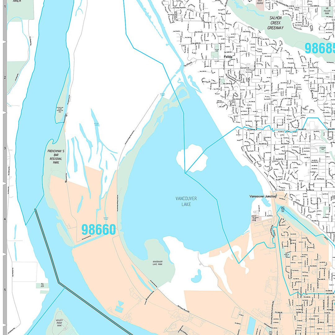 Premium Style Wall Map of Vancouver WA