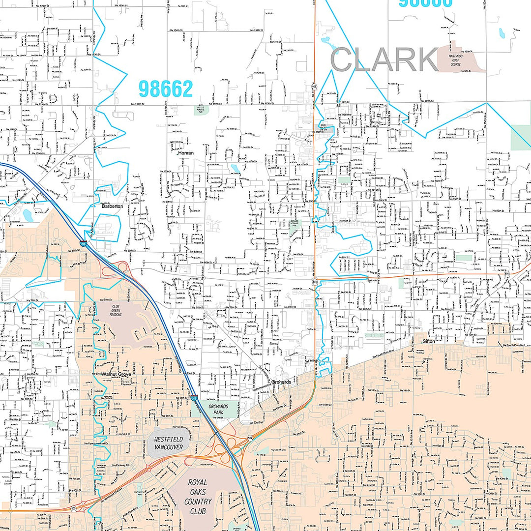 Premium Style Wall Map of Vancouver WA