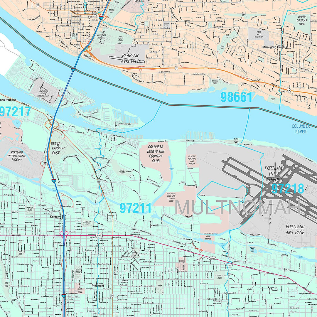 Premium Style Wall Map of Vancouver WA
