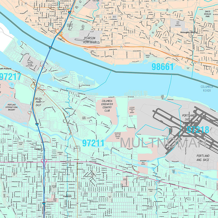 Premium Style Wall Map of Vancouver WA