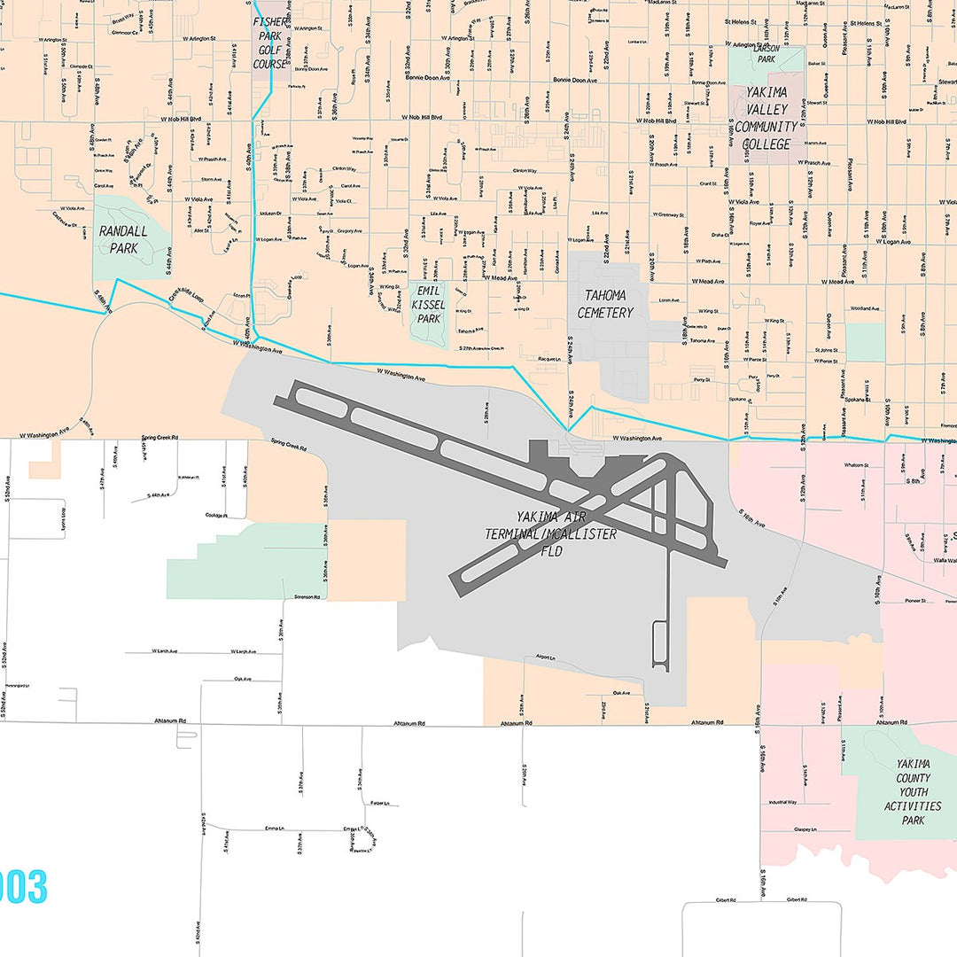 Premium Style Wall Map of Yakima, WA