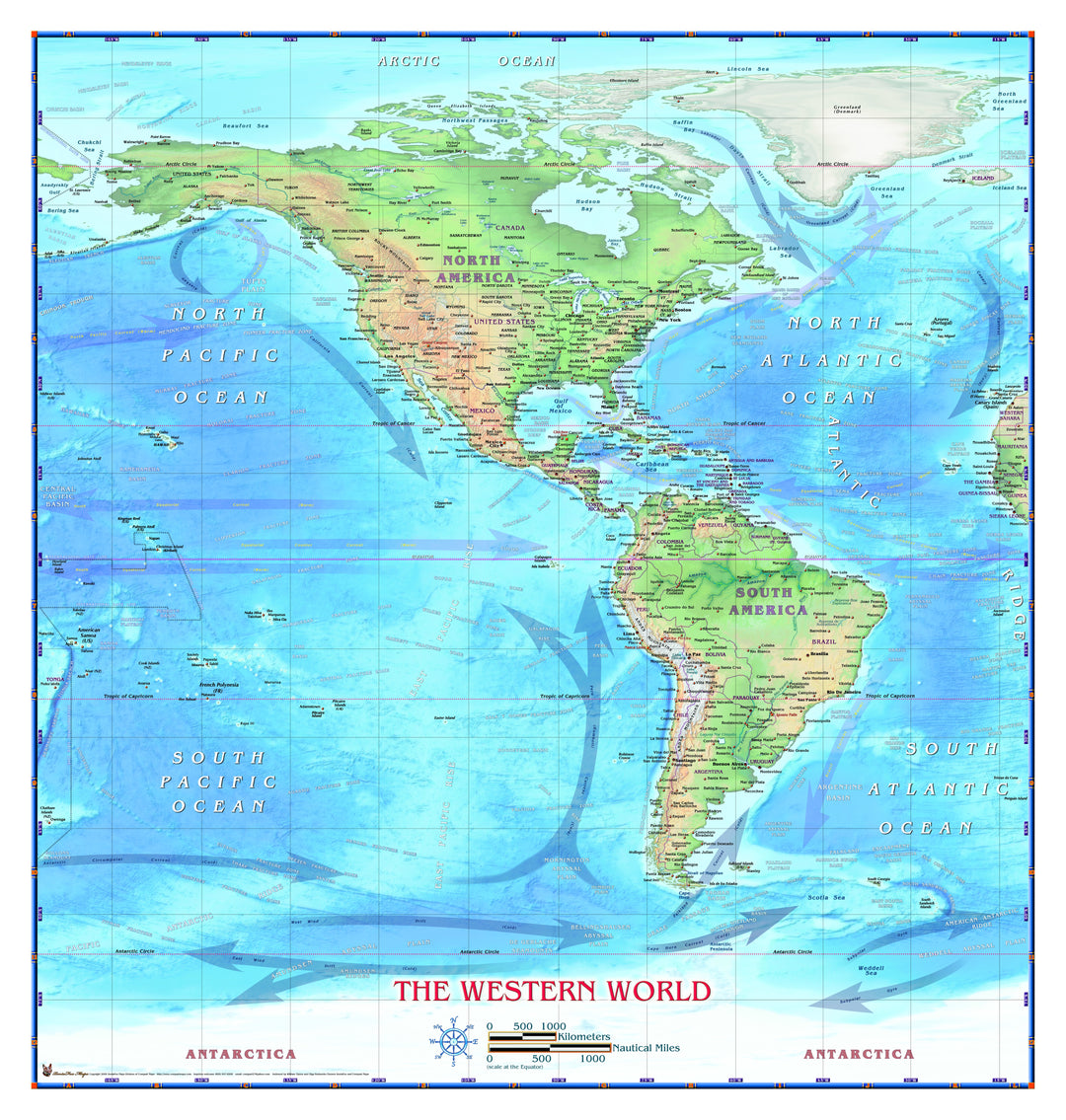 Western Hemisphere Wall Map