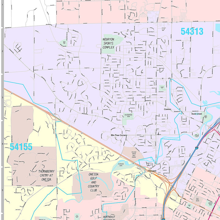 Premium Style Wall Map of Green Bay, WI