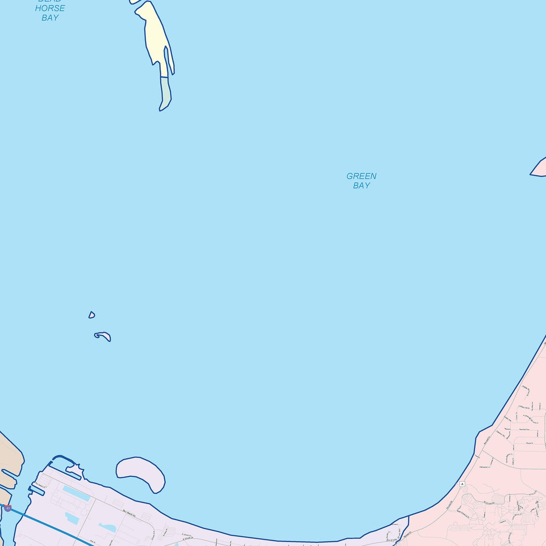 Color Cast Zip Code Style Wall Map of Green Bay, WI