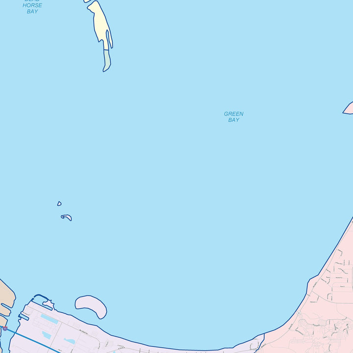 Color Cast Zip Code Style Wall Map of Green Bay, WI