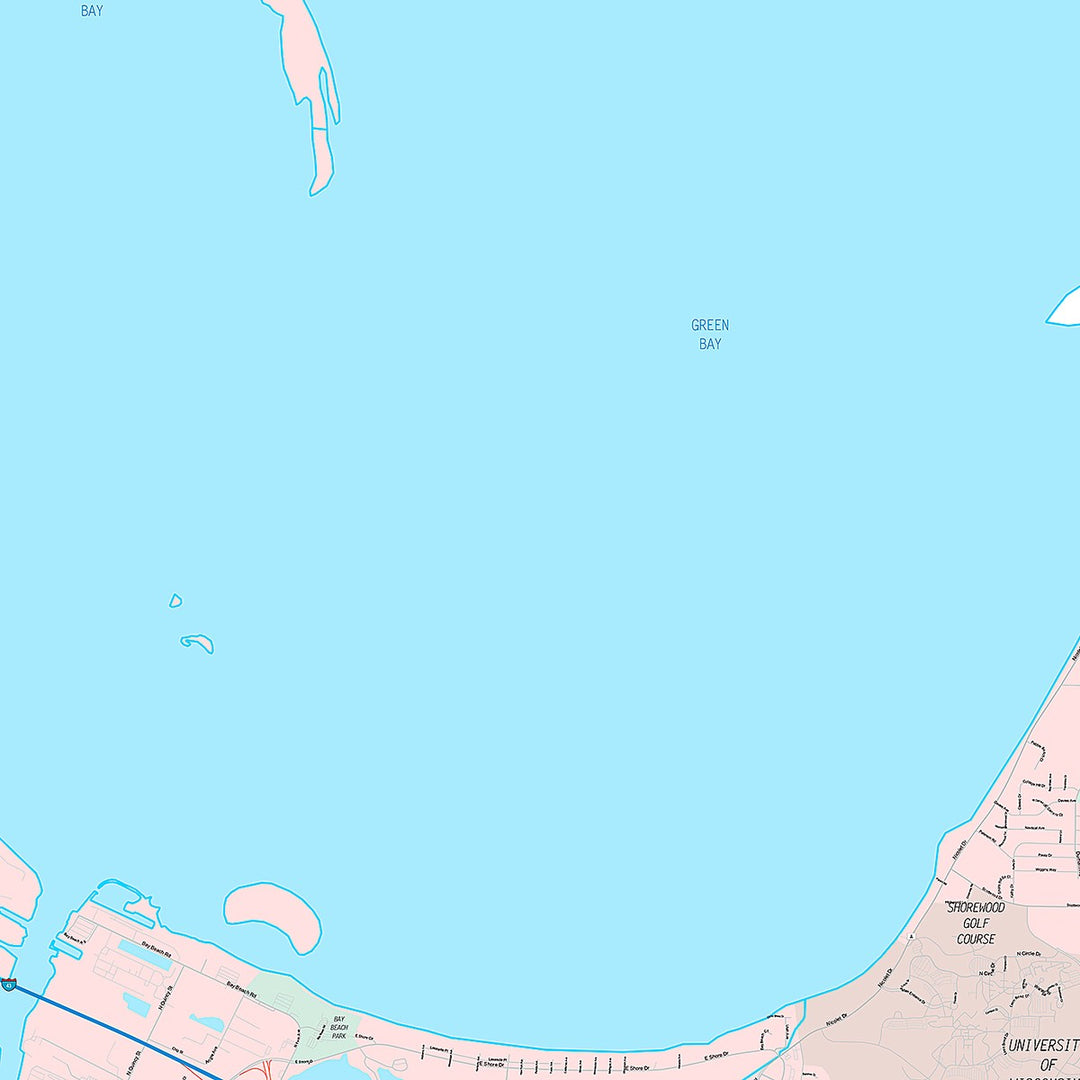 Premium Style Wall Map of Green Bay, WI