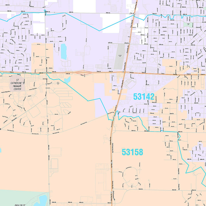 Premium Style Wall Map of Kenosha, WI