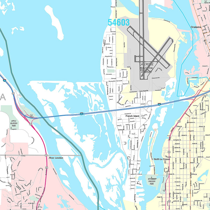 Premium Style Wall Map of La Crosse, WI
