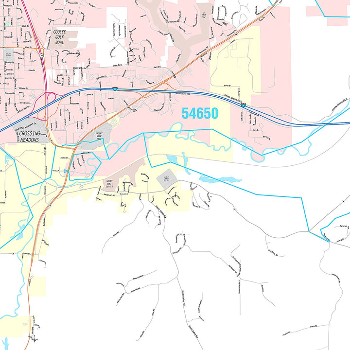 Premium Style Wall Map of La Crosse, WI