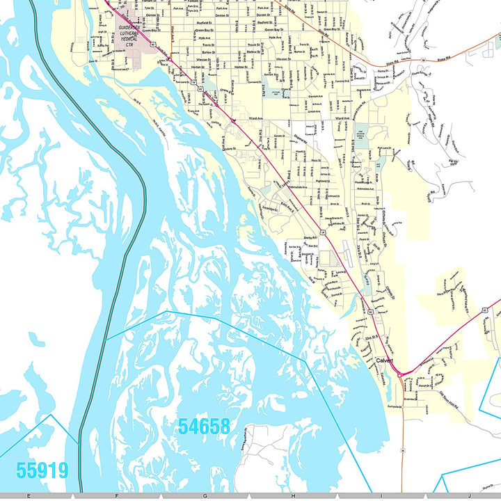 Premium Style Wall Map of La Crosse, WI