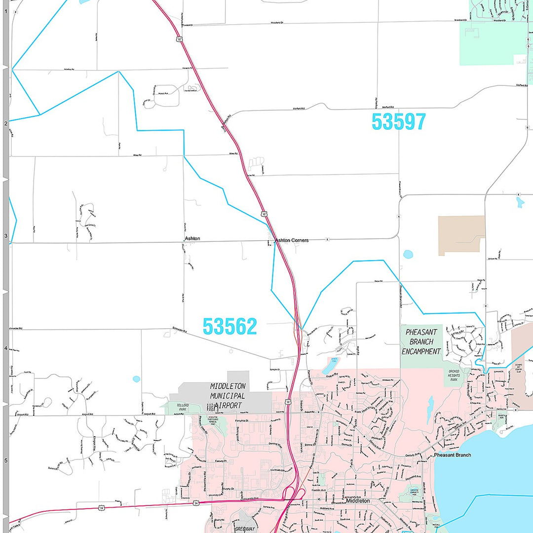 Premium Style Wall Map of Madison WI.