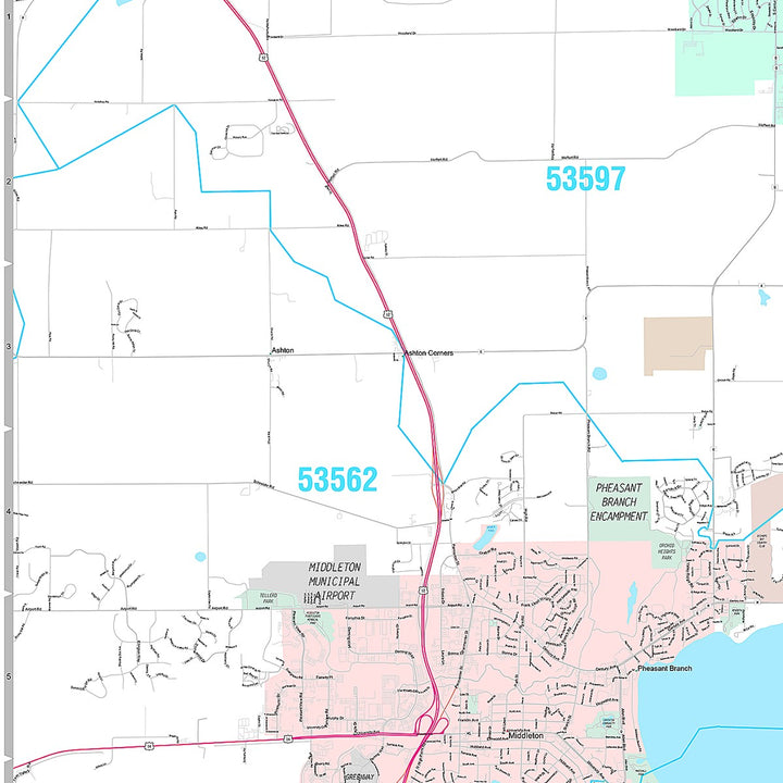 Premium Style Wall Map of Madison WI.