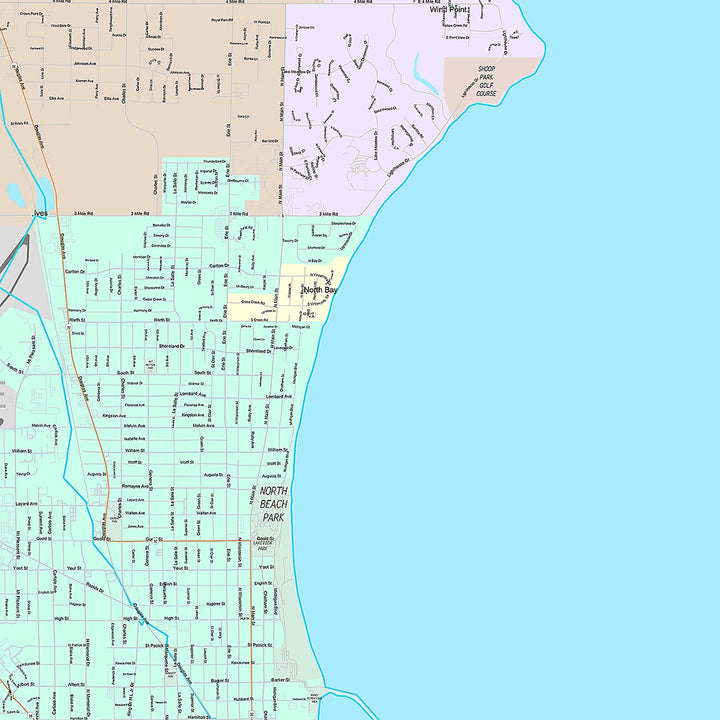 Premium Style Wall Map of Racine, WI