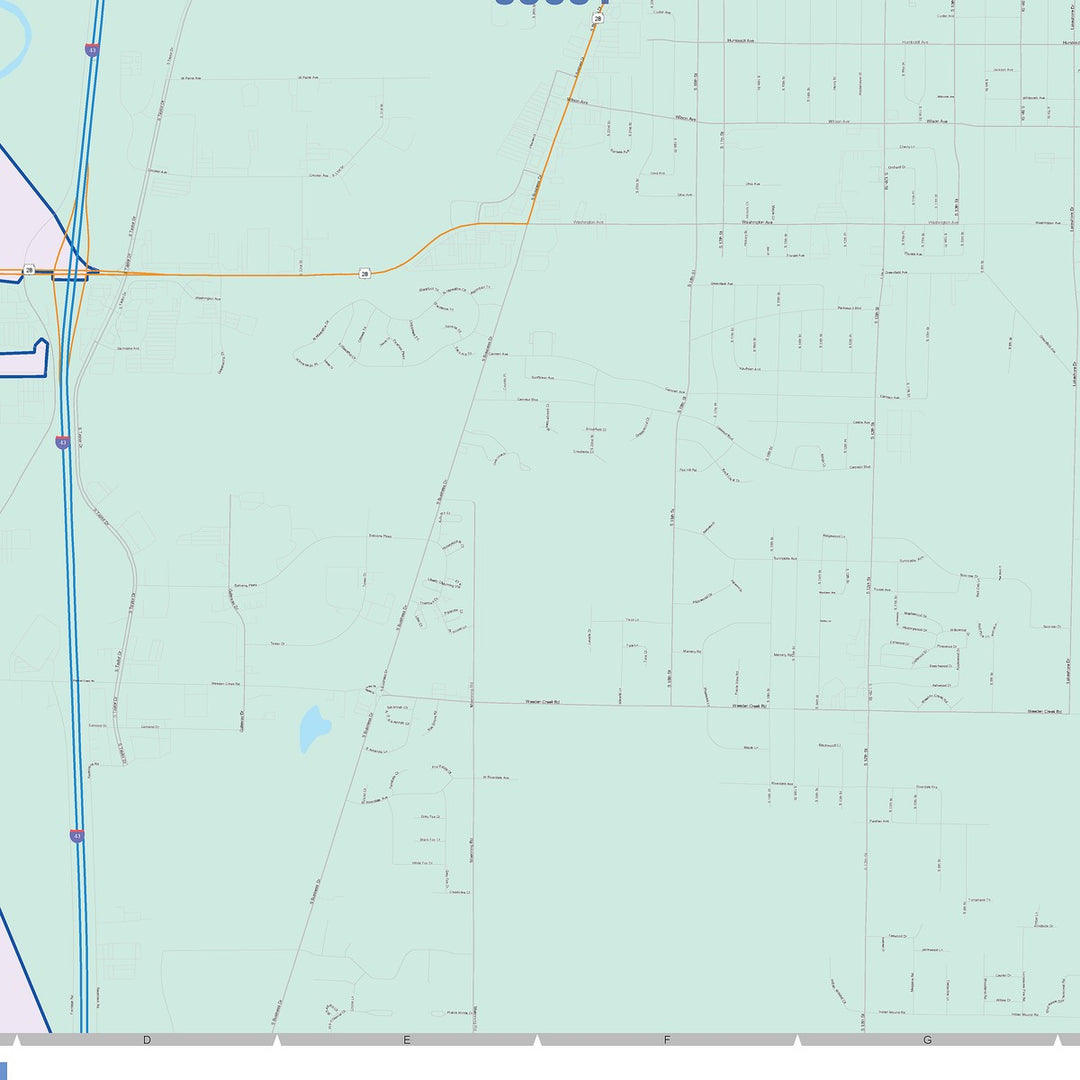 Color Cast Zip Code Style Wall Map of Sheboygan, WI