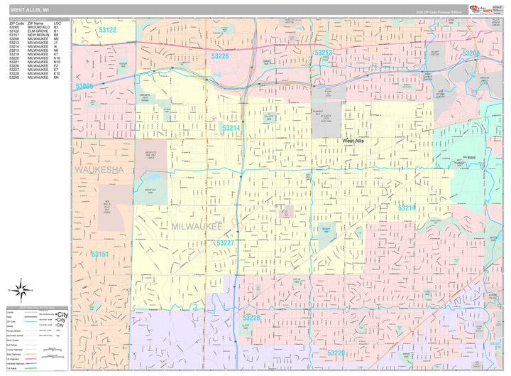 Premium Style Wall Map of West Ellis, WI