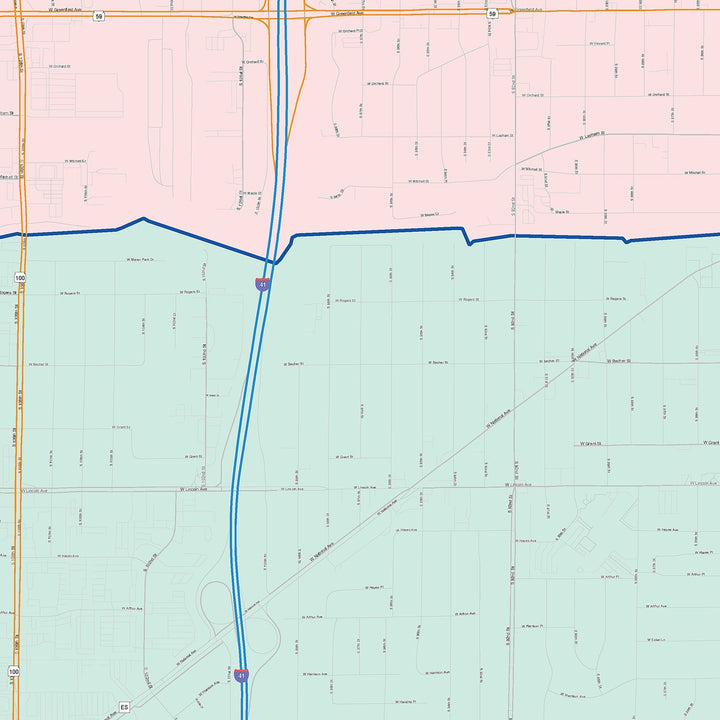 Color Cast Zip Code Style Wall Map of West Allis, WI