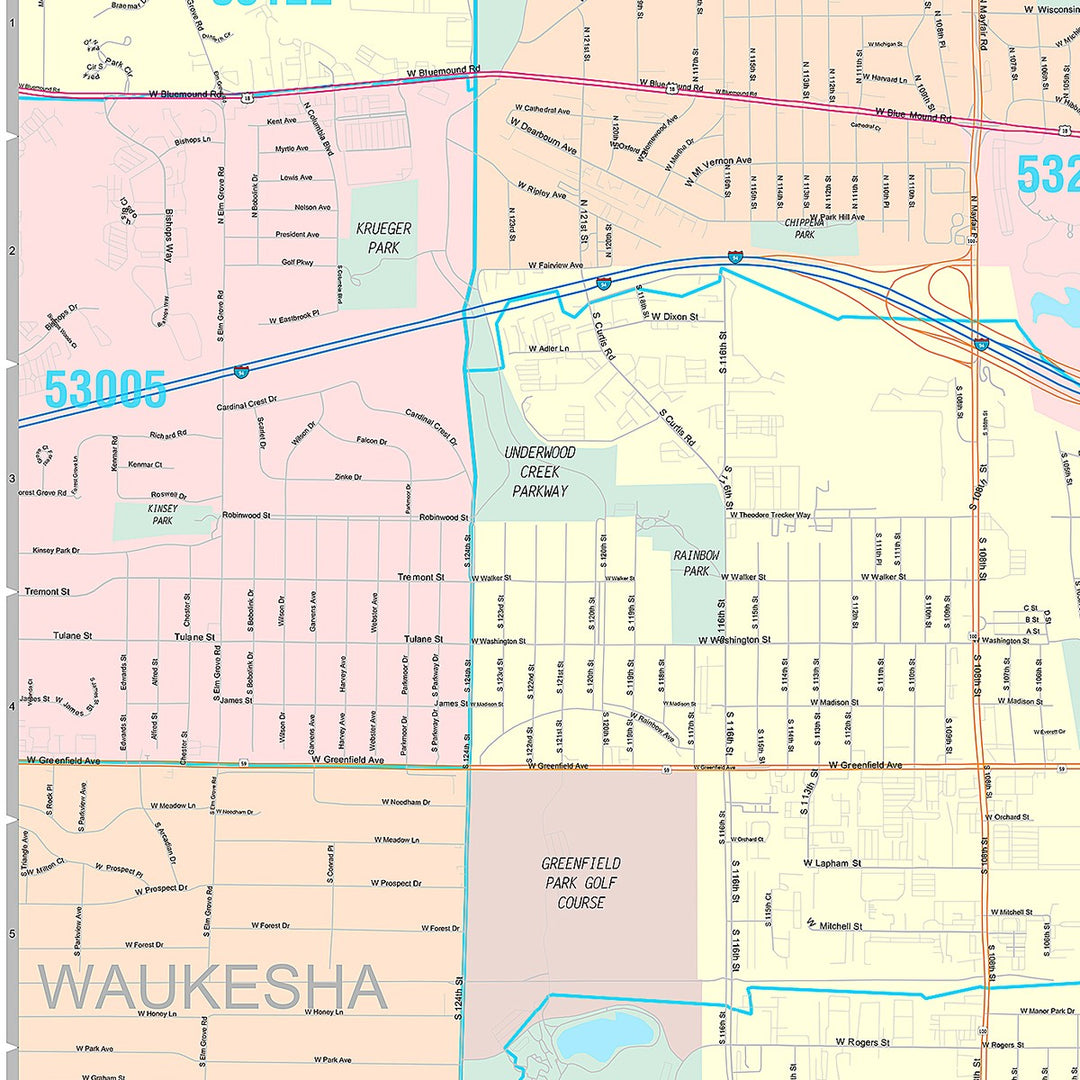 Premium Style Wall Map of West Ellis, WI