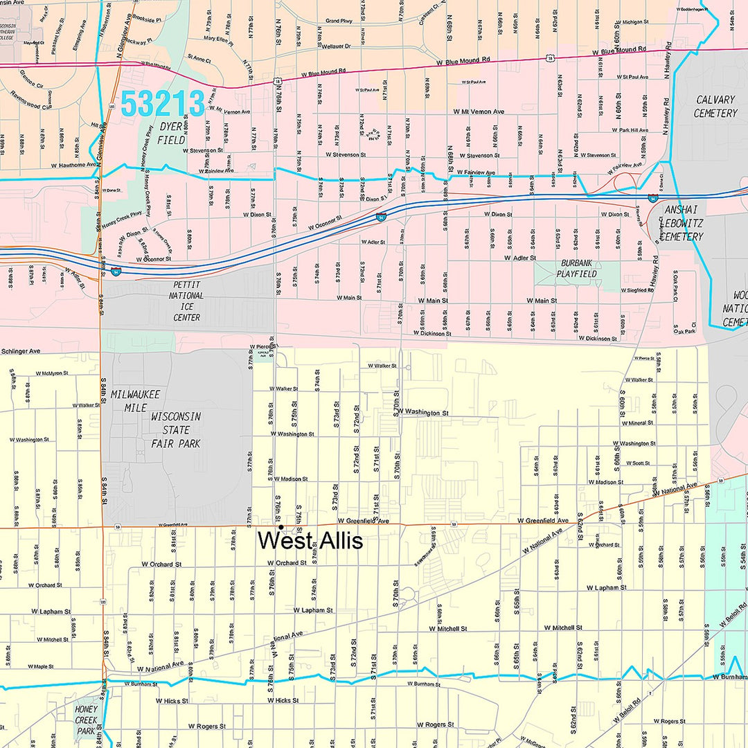 Premium Style Wall Map of West Ellis, WI