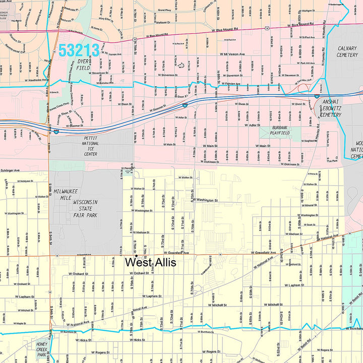 Premium Style Wall Map of West Ellis, WI