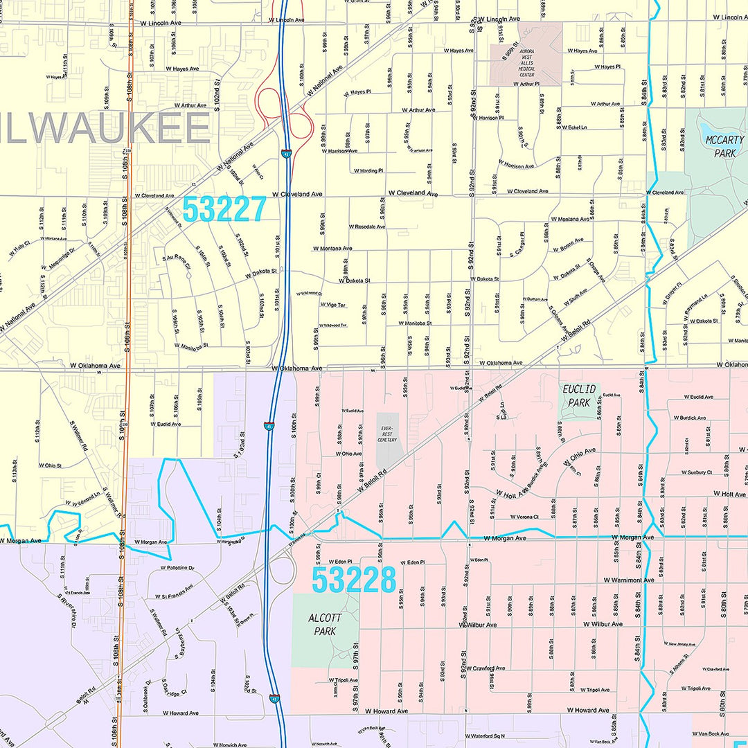 Premium Style Wall Map of West Ellis, WI