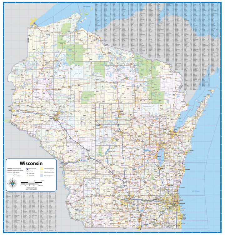 Wisconsin Wall Map
