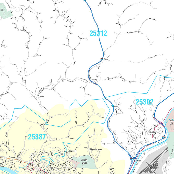 Premium Style Wall Map of Charleston, WV