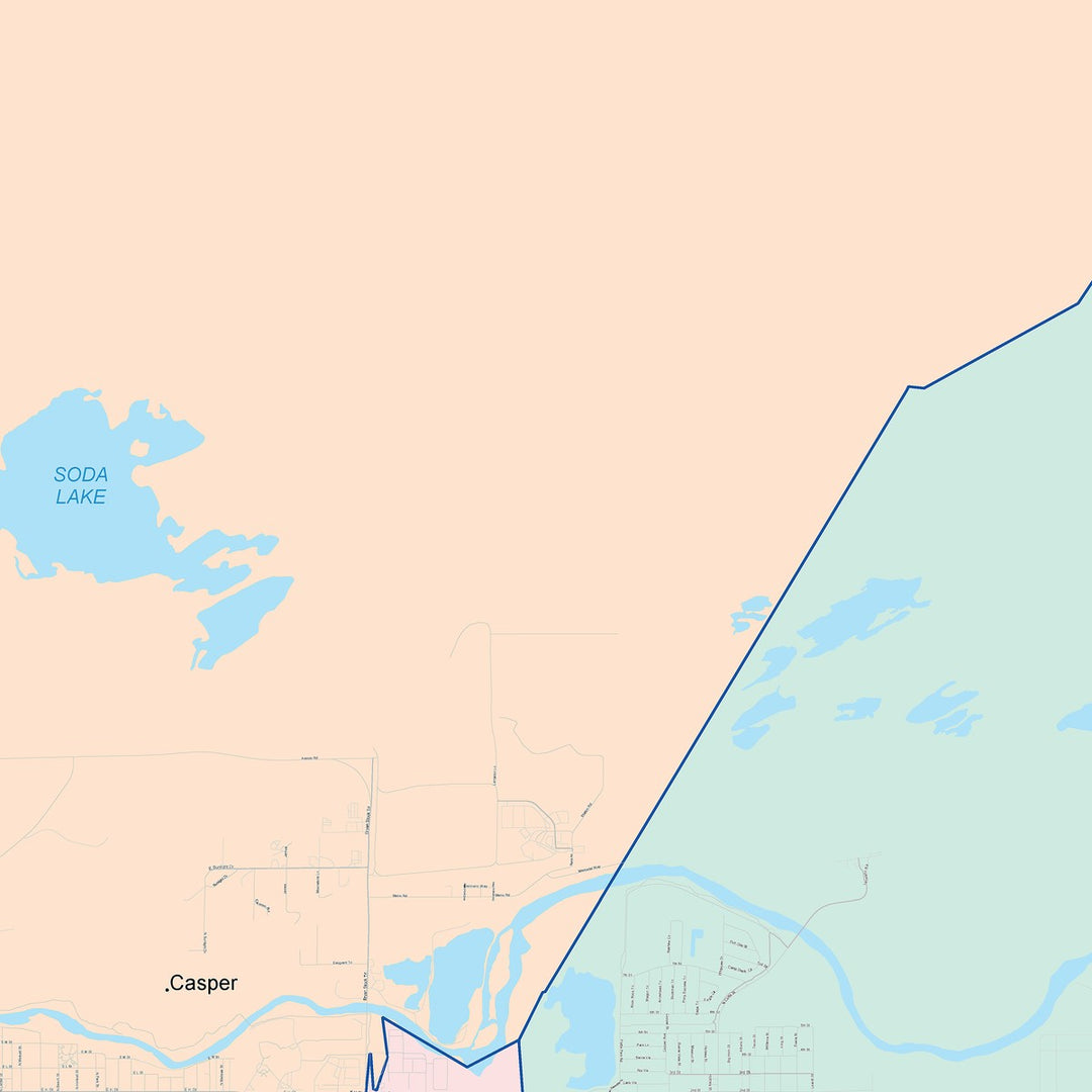 Color Cast Zip Code Style Wall Map of Casper, WY