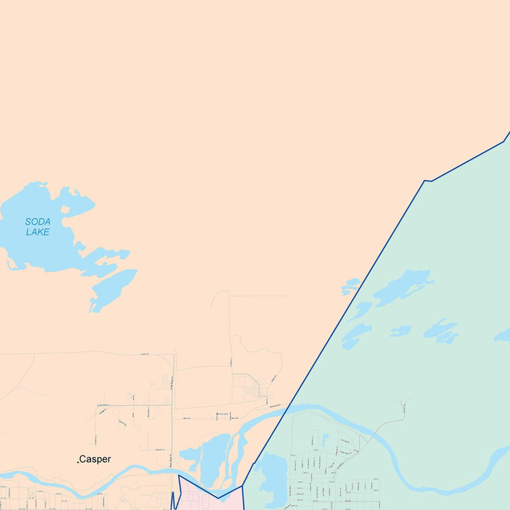 Color Cast Zip Code Style Wall Map of Casper, WY