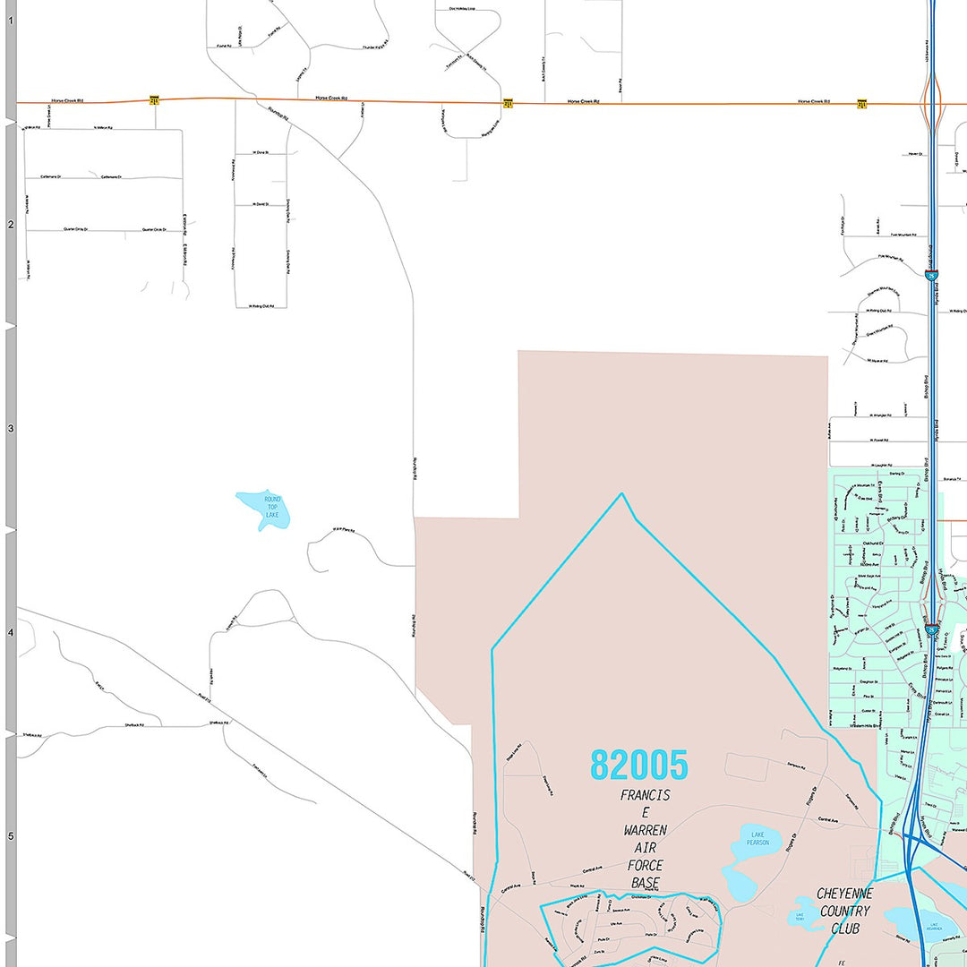 Premium Style Wall Map of Cheyenne, WY